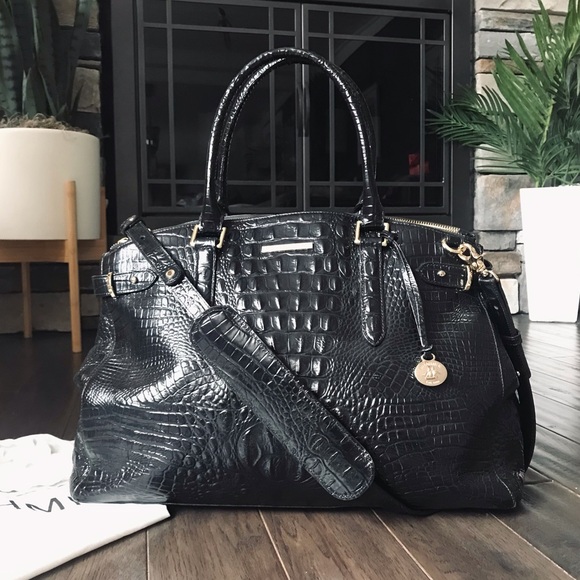 Brahmin Handbags - Brahmin Croc Embossed XL Travel Satchel Crossbody Bag